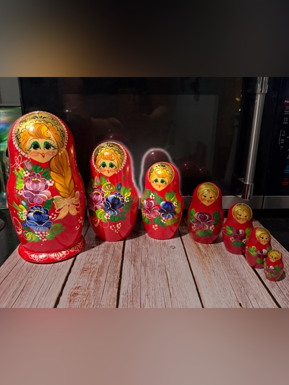 Traditional Red Matryoshka Nesting Dolls - 7-Piece Set